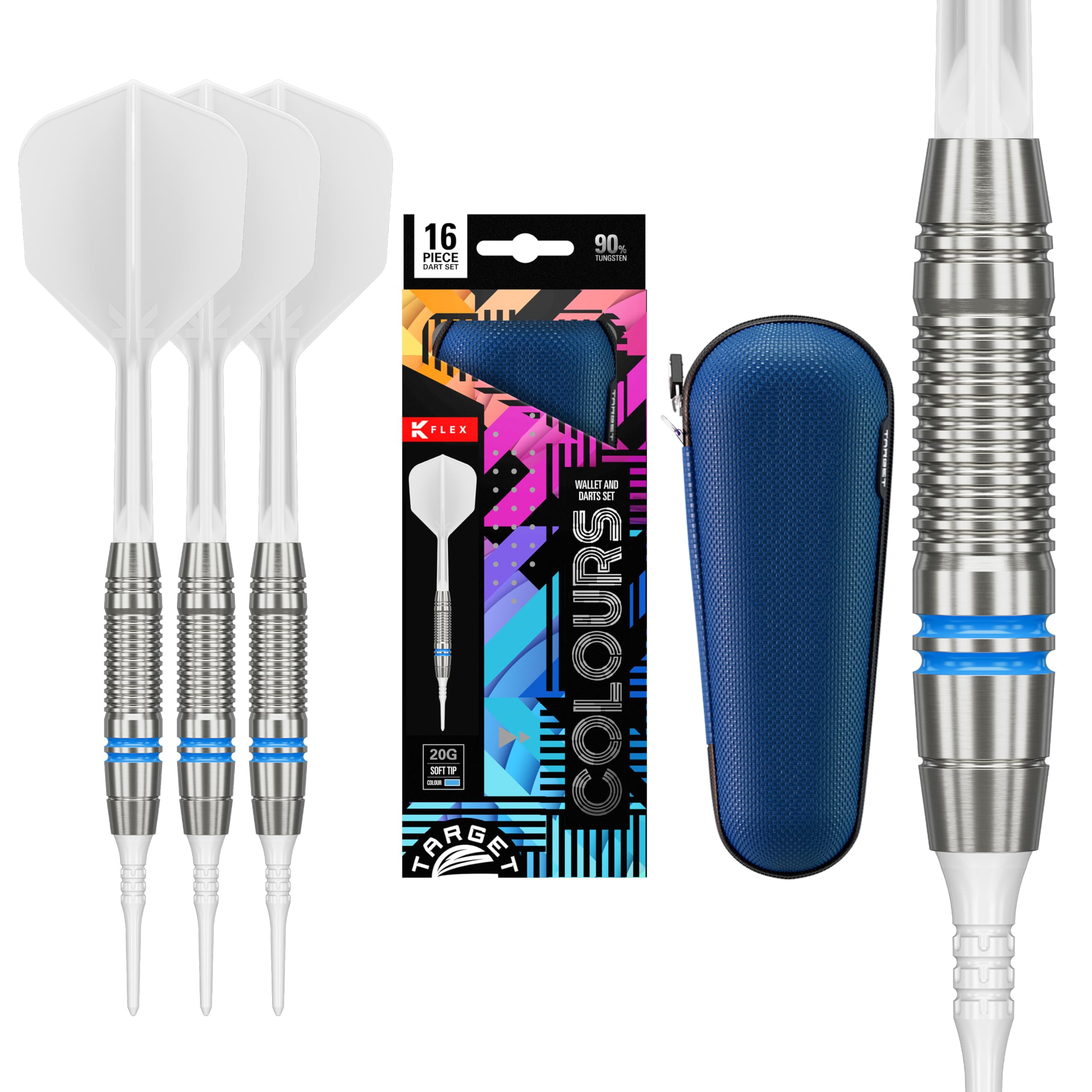 

TARGET COLOURS GEN-4 BLUE 90% Tungsten 20g 2BA Soft Tip Darts синий