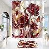 4Pcs Shower Curtain Set with Non-Slip Bath Mat, Toilet Lid Cover, Contour Rug & 12 Hooks, Bathroom