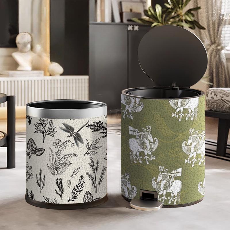Stainless Steel Trash Can High Value Vintage Floral Design Luxury Large Size with Lid