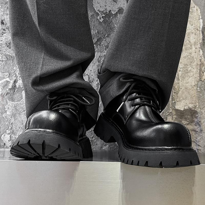 Fashion Casual Thick Soled Men's Leather Shoes Classic Designer Luxury Style Business and Office Black Hot Selling Derby Shoes Quality