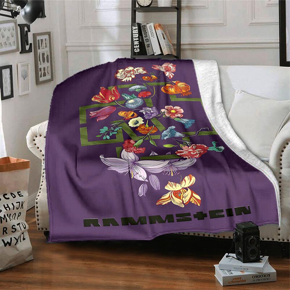 

1pc Floral Pattern Rammstein Themed Printed Soft and Comfortable Home Blanket, Small Throw Blanket, Nap Blanket, Suitable as a Gift l005 80cmx120cm(31inx47in)