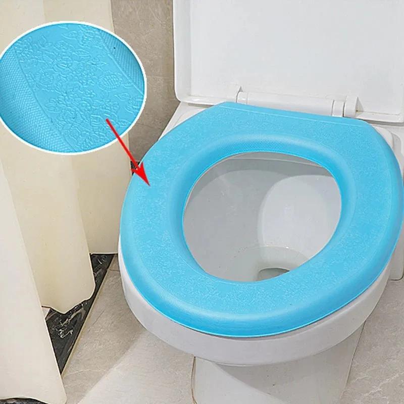 Washable Toilet Seat Cover Waterproof Sticker Foam Toilet Lid Cover Portable Silicone Toilet Cup Covers Bathroom Accessories