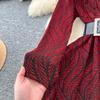 Royal Sister Fan High-end Feeling with Belt Waist Dress Women's Autumn Light and Thin Temperament Drape Print Dress