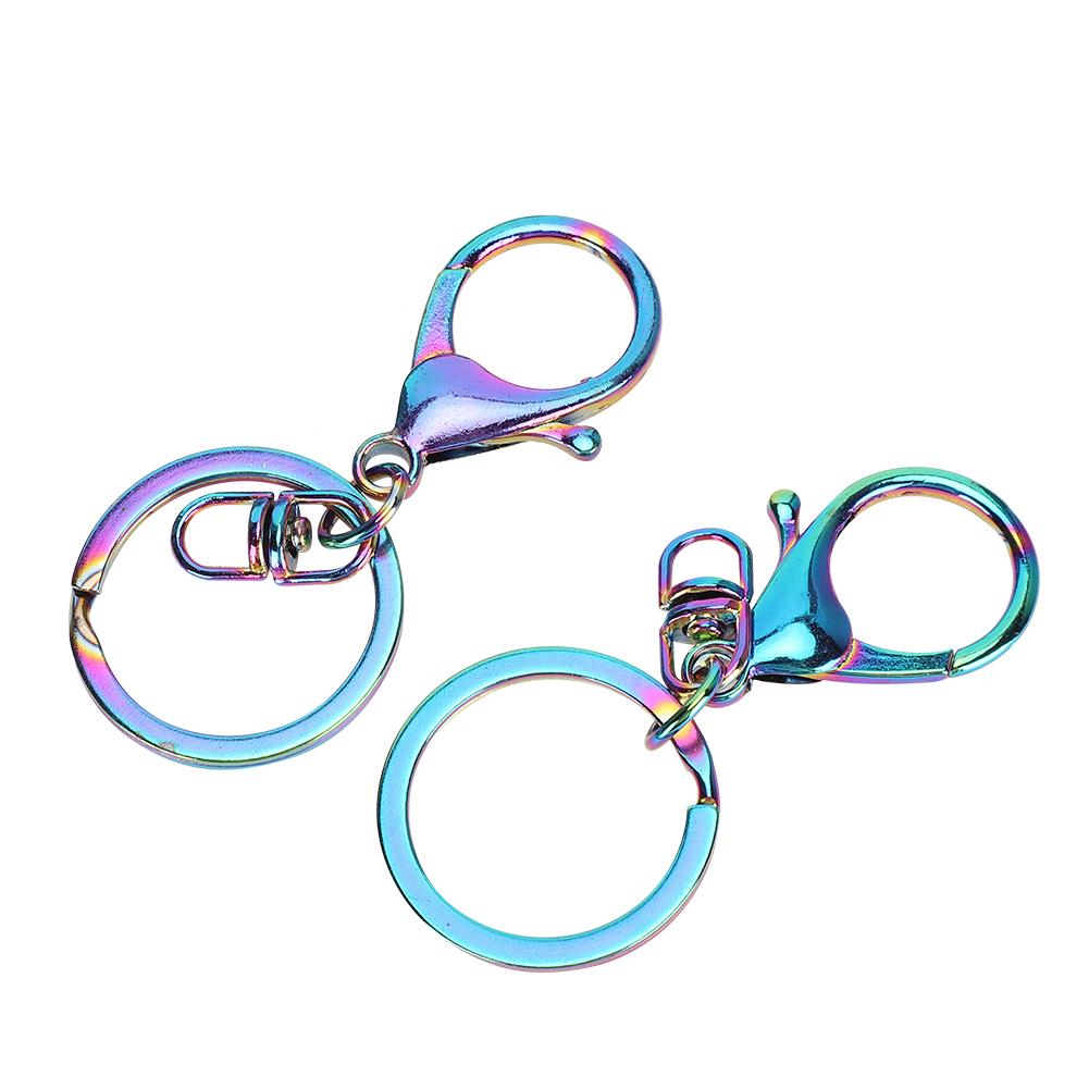 9pcs Household Colorful Iron Keyring Key Chain Clips DIY Bag Purse Jewelry Supplies