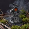 Halloween Haunted House Ornament, Resin Haunted House Miniature, Dark Haunted House Shape with Skull Elements Desktop Decoration for Halloween Micro