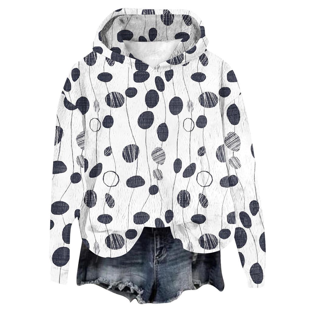 Women's Hooded Long Sleeve Printed Flannel Top Hooded Sweatshirt