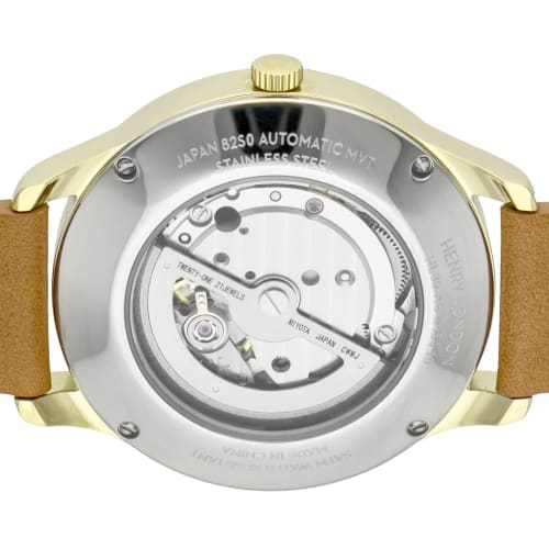 Henry London HERITAGE SIGNATURE Watch, 39mm, Green Dial, Stainless Steel, Mineral Glass, Automatic, Brown, HL39-AS-0454, Official Warranty