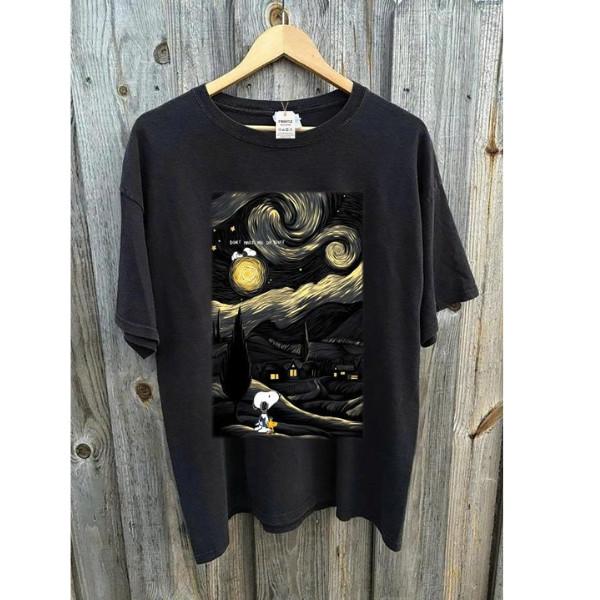 Don’t Make Me Do Stuff T-Shirt Snoopy Starry Night Graphic Tee Funny Vintage Unisex T-Shirt M