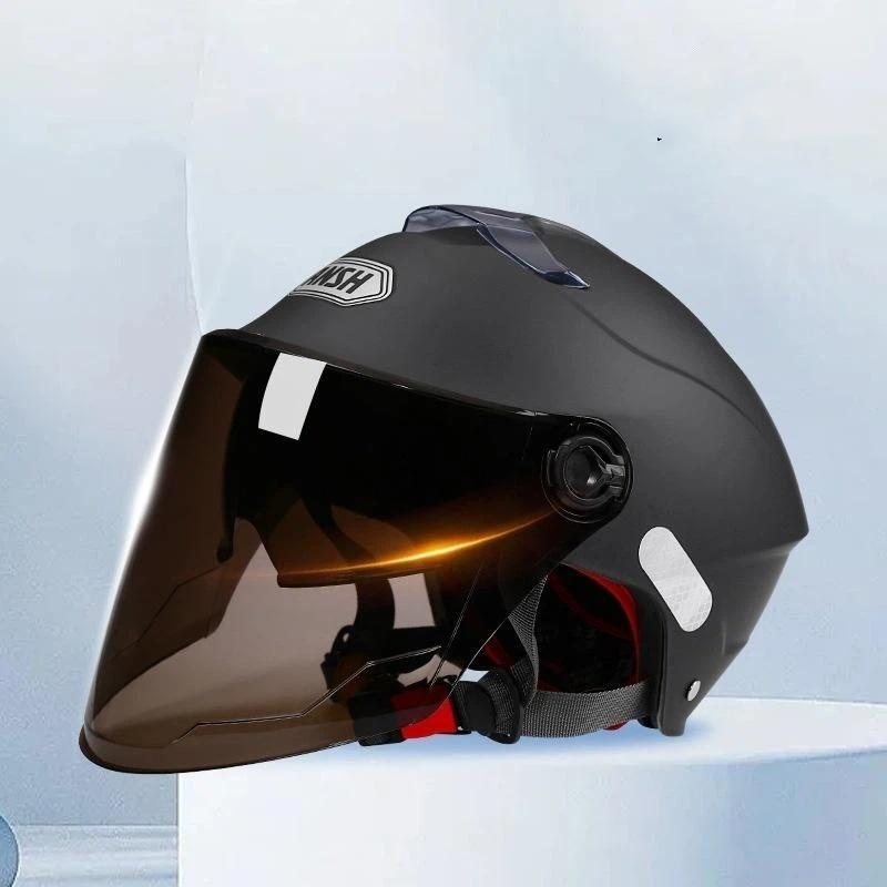 1Pcs Electric Bike Half Helmet Double Lens Electric Motorcycle Helmet Summer Sun Protection Safety Helmet For Women Men