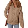 Fall Winter New Women's Loose Solid Color Quilted Crew Neck Cotton Padded Jacket European American Style Casual Outerwear Wholesale