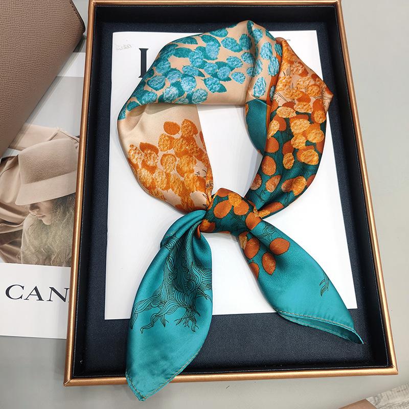 New Versatile Imitation Silk with Suit Silk Scarf Fashionable Women's Small Square Silk Scarf French Spring and Autumn Scarf