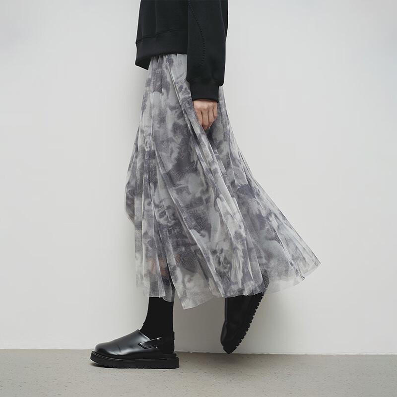 broadcast Vintage Print Mesh Midi Skirt