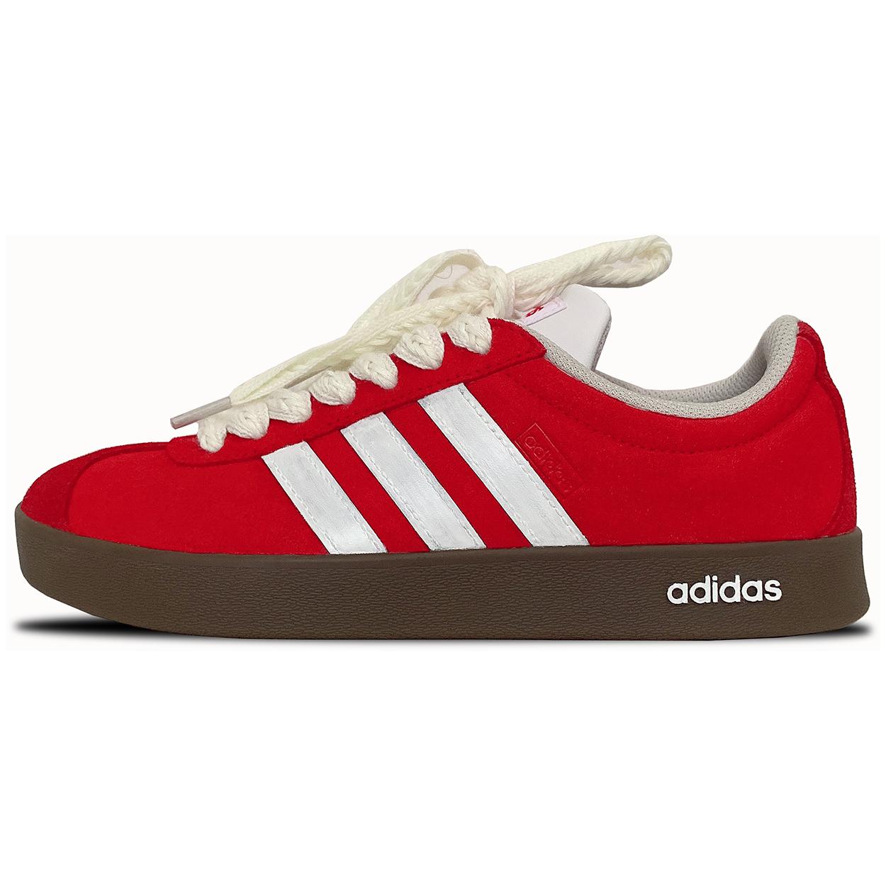 Adidas Vl Court Classic Slip Resistant, Abrasion Resistant, Lightweight Low top Skateboard Shoes Unisex Red White HQ1802(Team417-) 35⅔