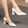 Fashion Zoki 2025 Thick Heels Basic Pumps for Women Solid Color Pointed Toe High Heel Office Shoes Woman Shallow Plus Size Pumps 35-42