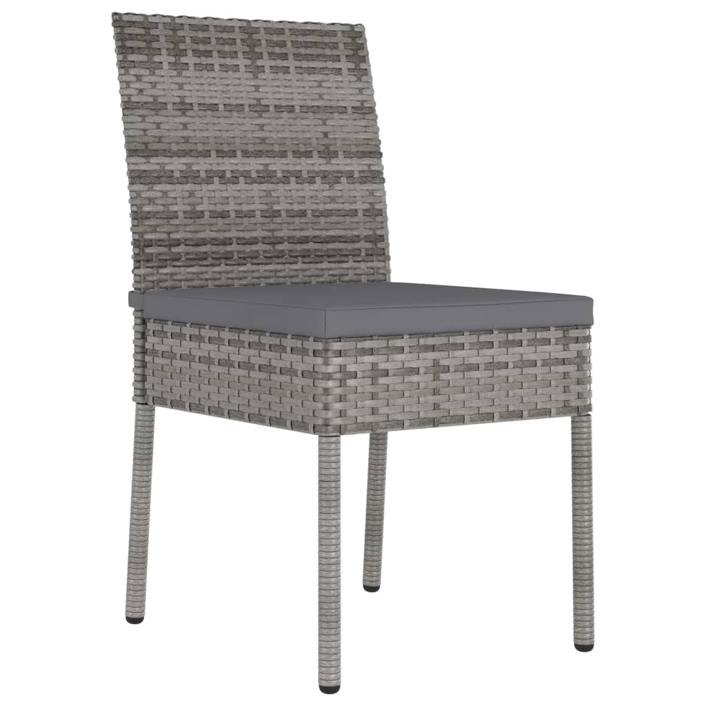 Garden Dining Chairs 2 pcs Grey Poly Rattan