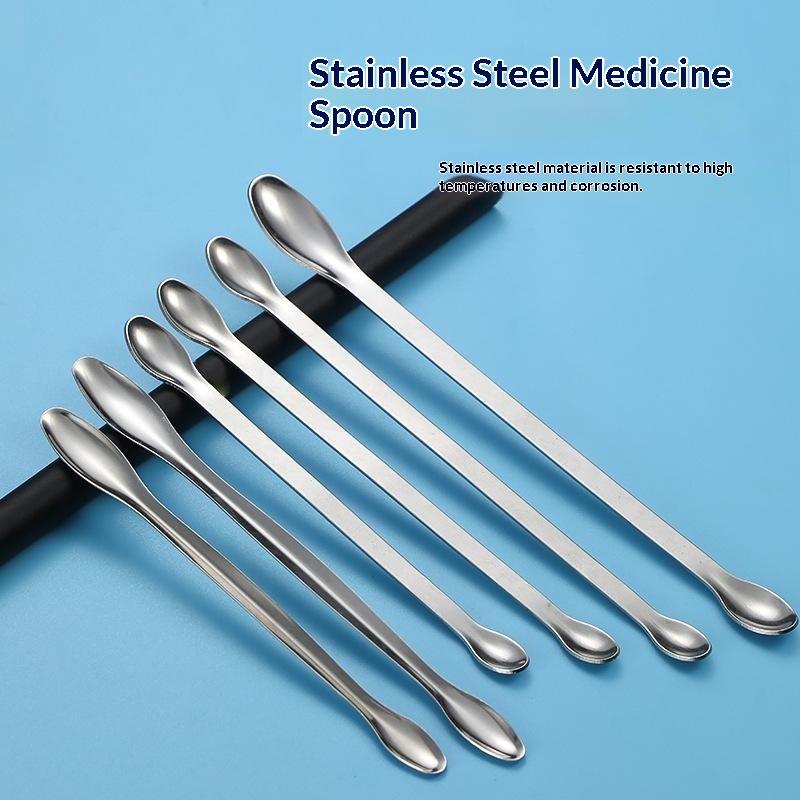 Stainless Steel Medicinal Spoon Ladle Double-ended Experiment Pharmacy Lab Use Reagents Sample Spatula Weighing Spoon