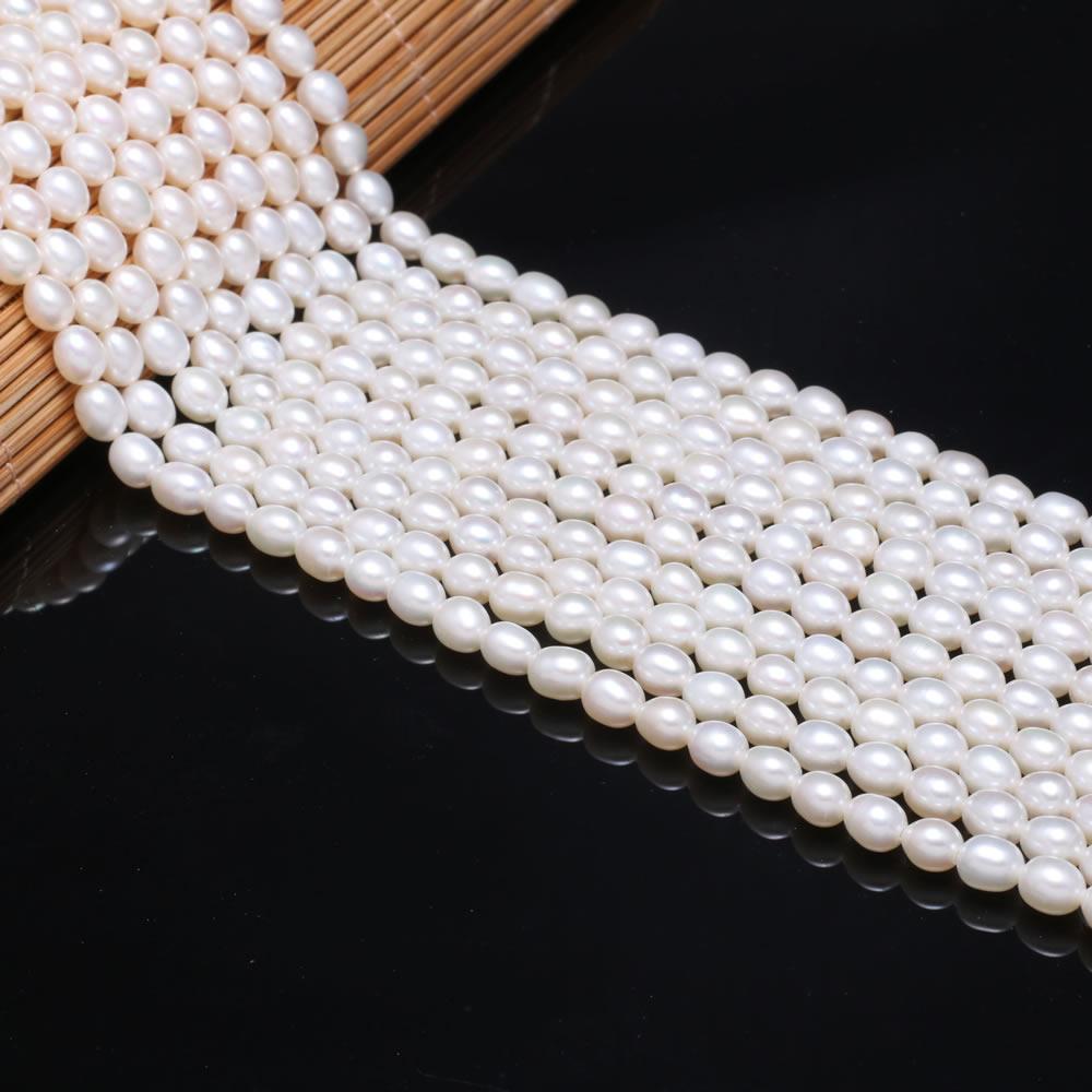 1 šňůra, Bílé přírodní sladkovodní perly, Tvar rýže AAA perlové korálky, 4–5 mm, pro DIY doplňky na náhrdelník, výrobu šperků, dárky na Valentýna, 36 cm