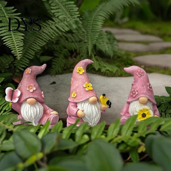 Garden Gnome Statues for Outdoor Decor Halloween Resin Statue, Spring Butterfly Bird Flower Macaron Color Gifts Figurine Patio, Hand Painted