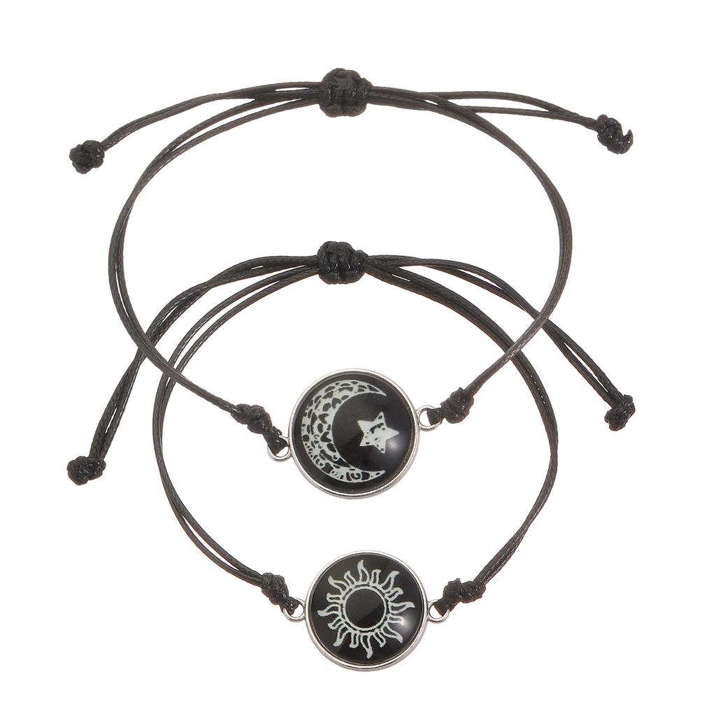 Simple Handmade Braided Couple Matching Bracelets for Women Trendy Luminous Sun Moon Bracelets Romantic Valentine's Day Jewelry