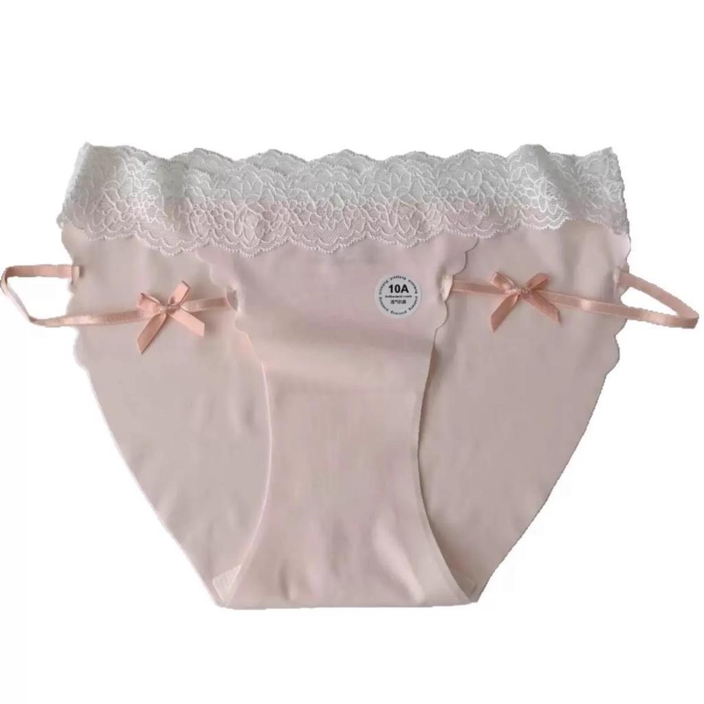 Antibacterial Ice Silk Underwear Women's Low Waist Sexy Lace Triangle Pants Summer