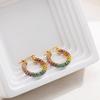 Exquisite Colorful CZ Hoop Earrings Stainless Steel with Cubic Zirconia Round Circle Ear Buckle Luxury Women Jewelry Party Gifts