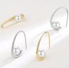 925 Silber Minimalistische Hakenform Hängeohrringe mit Perlen für Damen Modischer Geometrischer Frischer Ohrschmuck