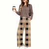 Women's Casual Pajama Set with Pockets, Long Sleeve Neck Loose Fit Printed Sleepwear