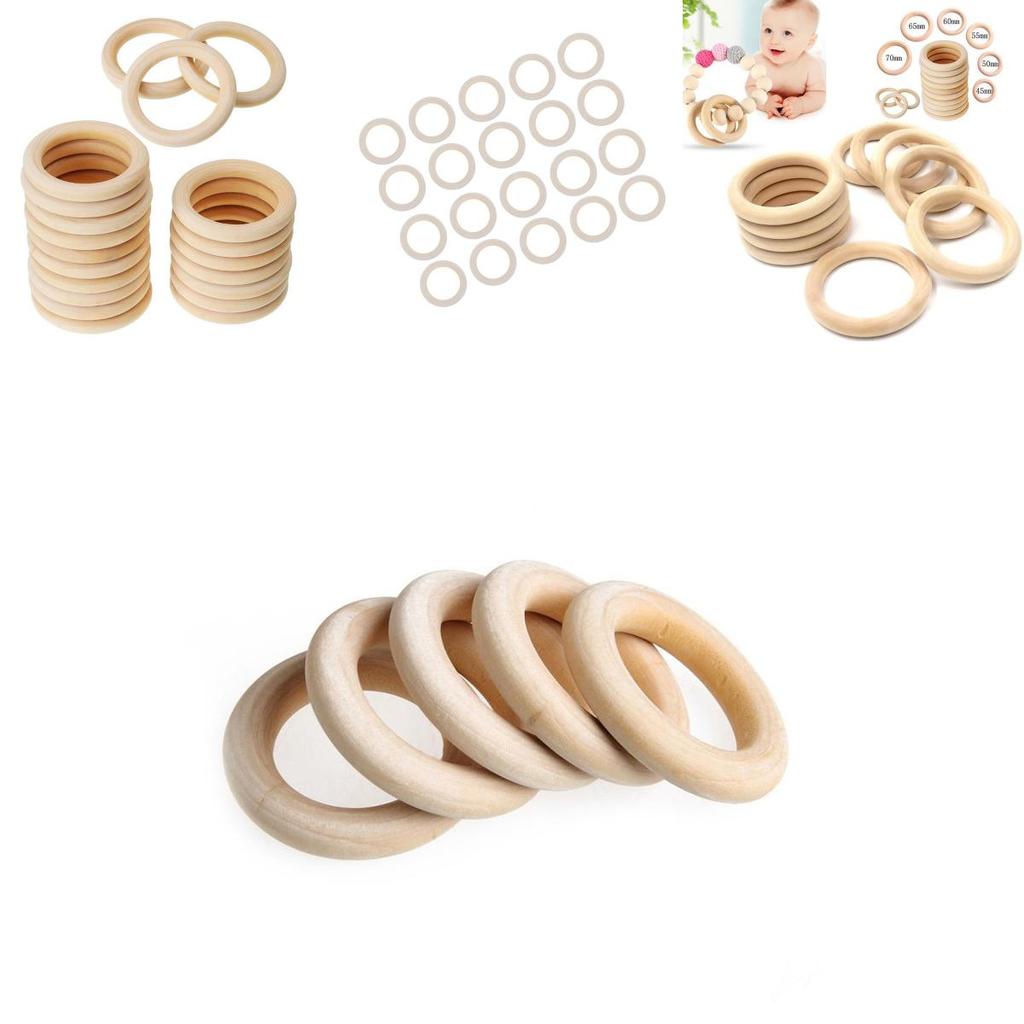 Elegant Baby Newborn Natural Round Wood Teething Rings Perfect For Diy Gifts