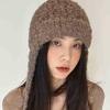 Autumn and Winter Hats for Women Cute Little Face Showing Knitted Lei Feng Hat Ear Protection Woolen Hat Warm Plush Mohair Cold Hat Trendy