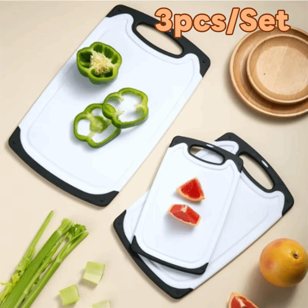3Pcs Plastic Baby Food Cutting Board Set Groove Design Chopping Block Chopping Board Vegetable