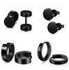 4 Paar Herren Damen Schwarz Edelstahl Ohrstecker Runde Hantel Ohrstecker Set