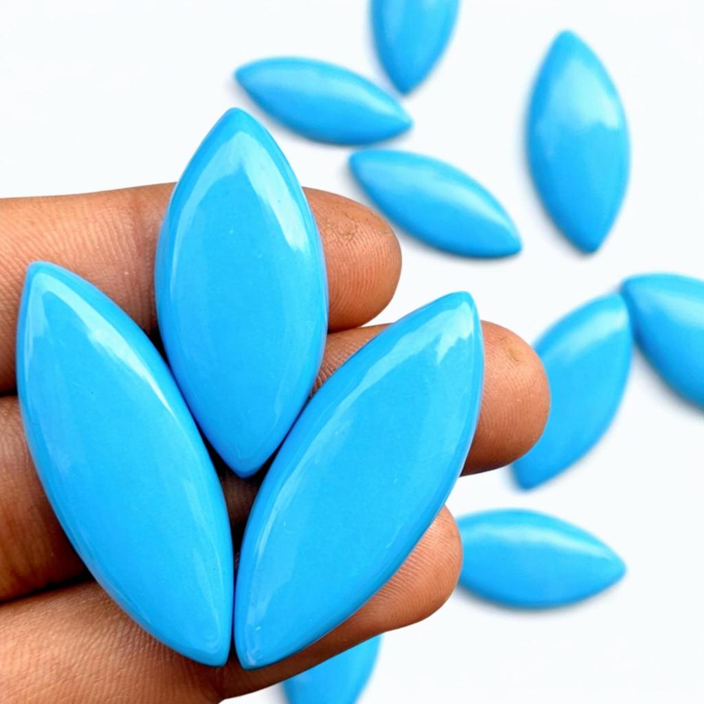 Turquoise Gemstone Marquise Cabochon Lot, Handmade Polished Turquoise Stones, Jewelry Making Cabochons