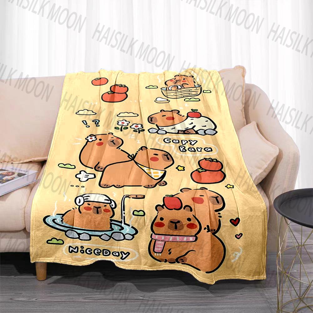 1 Stück Cartoon Cabypara Aufdruck Decke Warm Weich und Bequem Heim Reise Decke Büro Sofa Feiertagsgeschenke für Erwachsene Kinder