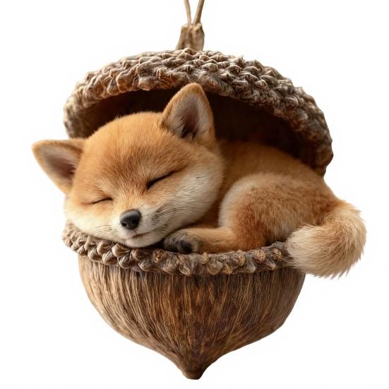 Yousheng Forest Animal Acorn Ornament 2D Acrylic Cozy Forest Christmas Ornament Woodland Creature Hanging Decoration for Xmas Tree Holiday Decor