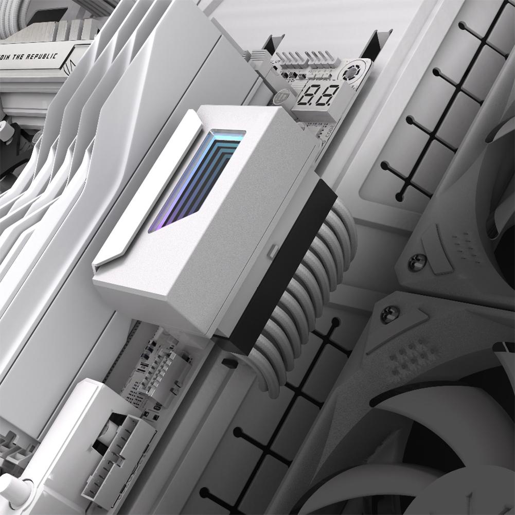 Mainboard Motherboard Power Supply Cable Modular with Infinity Mirror ARGB Light ATX 24-pin 180 Degree Power Connector Adapter