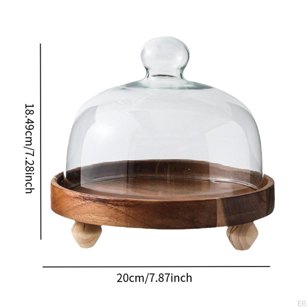 Cake Holder with Dome Fruit Plate Pastries Presentation Bowl Wood Dessert for Gastronomy