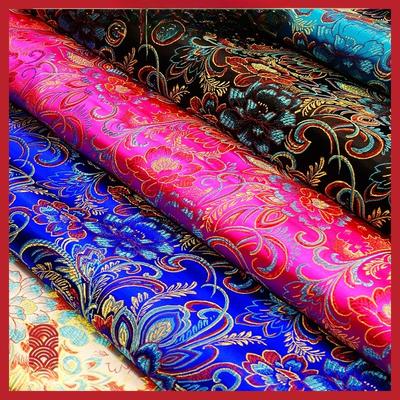 Telas Jacquard Damasco con Patrón de Lirios para Costura DIY Cheongsams, Trajes Tang, Disfraces Étnicos, Túnicas Mongolas Tejido Decorativo