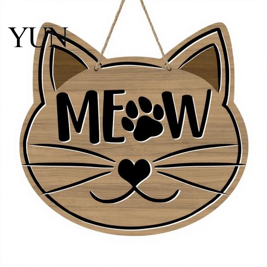Indoor Pet House Accessory Wooden Welcome Sign for Front Door, Decorative Dog Paw Wall Hanging Plaque with Creative Animal Print Art Hemp Rope Lovers,