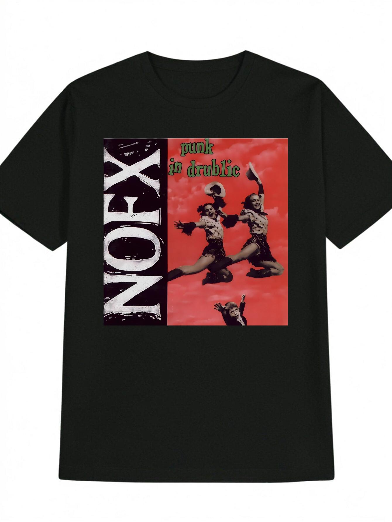 Punk Rock Graphic T-shirt - Black Crew Neck Tee with Bold  NOFX  Print M