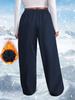 Autumn/Winter Fleece-Lined Plus Size Straight-Leg Casual Pants Loose-Fitting Slimming High-Elasticity Elastic Waistband with Drawstring Casual Pants
