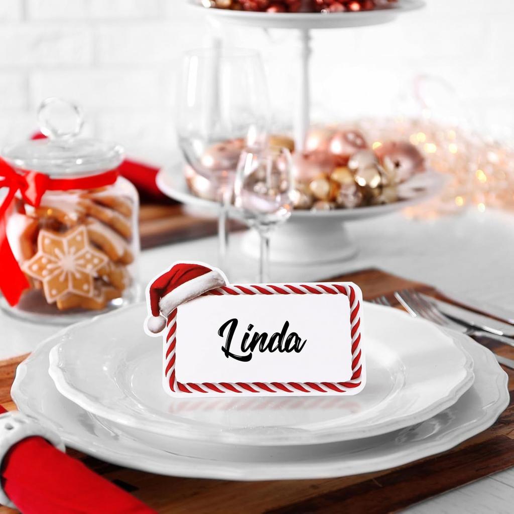50 Pack Christmas Hat Table Place Cards for Holiday Party Seating