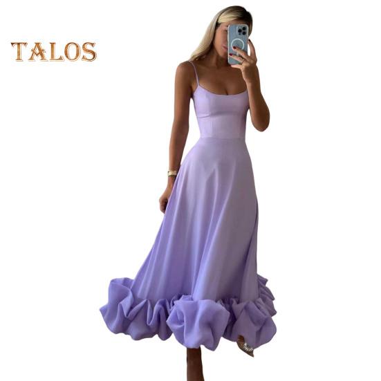 

Женское платье-комбинация с открытой спиной и без рукавов на бретельках с облаками, трапециевидной формы, облегающее однотонное вечернее платье для выпускного вечера, вечерние макси-платье S фиолетовый