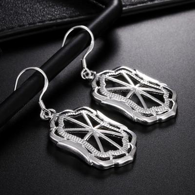 925 Sterling Silver Geometric Pendant Piercing Earrings Fashionable Wedding Jewelry