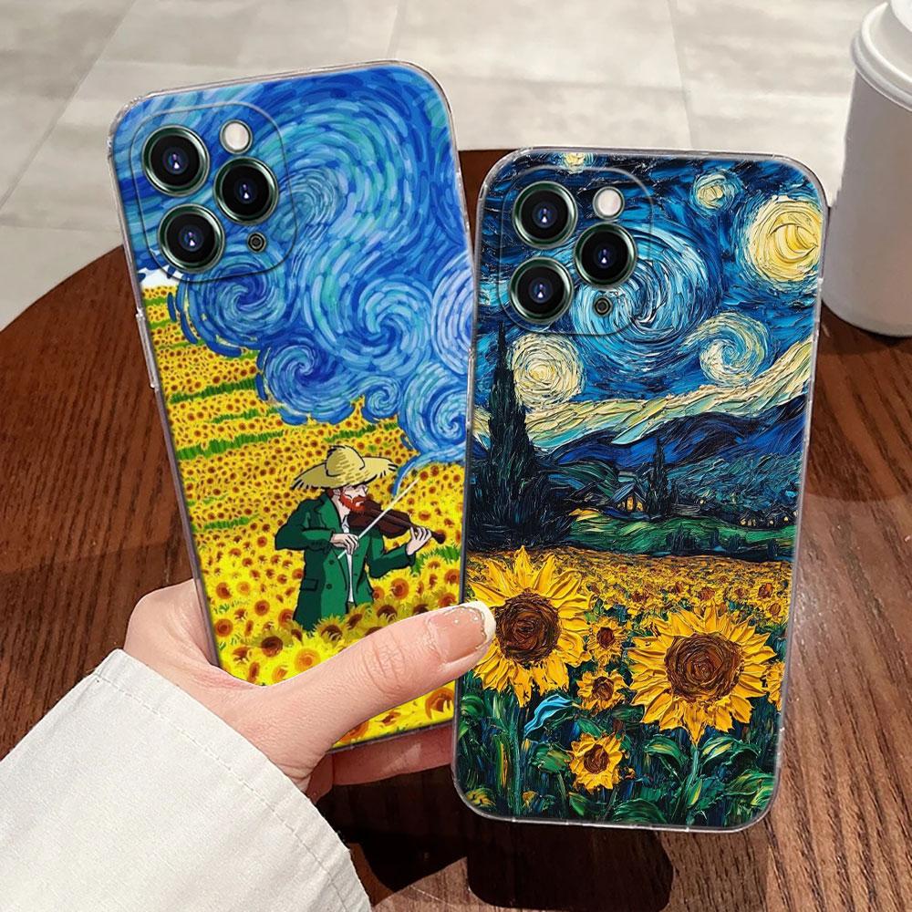 Interesting Van Gogh Art Transparent Case For Apple iPhone 17 16 15 14 13 12 11 Pro Max Case 16 Plus 16E 17Air 17Pro Phone Cover