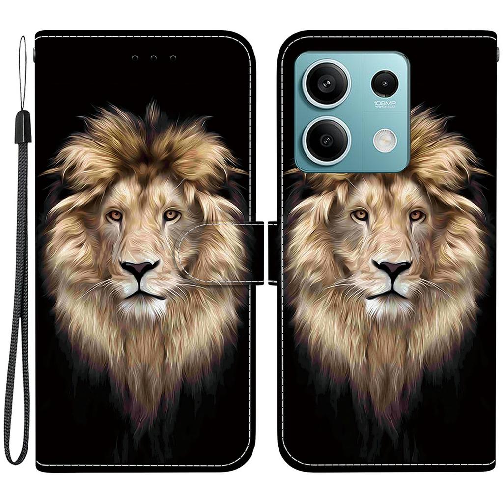 Für Xiaomi Redmi Note 13 5G Hülle Musterdruck Sturzsicher Leder Klapp-Brieftasche Handyhülle mit Lanyard