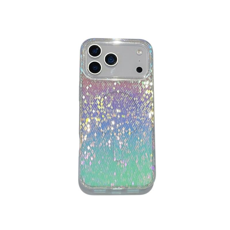 Applicable to Apple 17 mobile phone case color-plated transparent glitter iphone17promax diamond pattern magnetic case 17pro