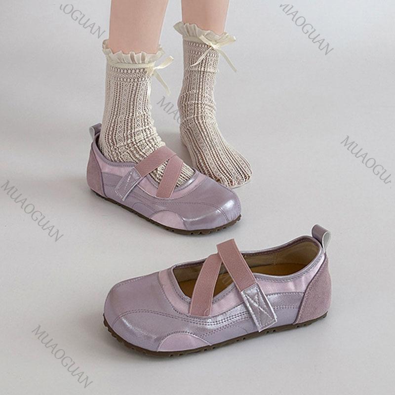 Fashion Summer Fashion Ballet Style Single Shoes Girls Shallow Mouth Round Toe Casual Flats Fashion Cross Tied Comfortable Flat Shoes