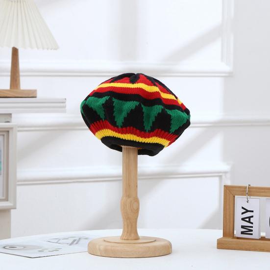 Kvinner Halloween lue Fargerik Strikket Elastisk Anti-skli Vindtett Tykk Witch Cosplay Fake Black Braids Party Carnival Beret