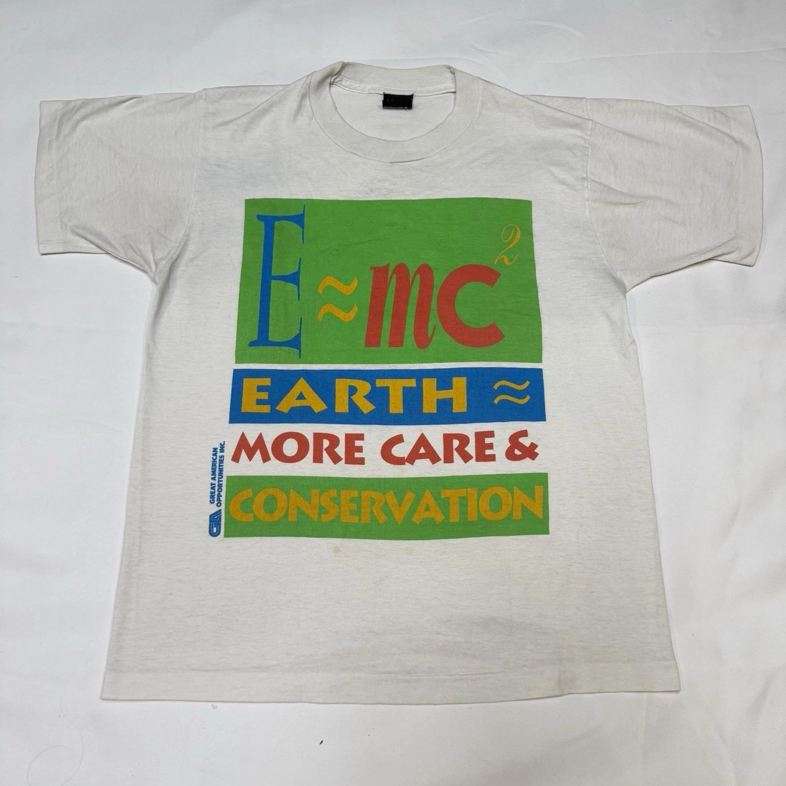 

Vintage Einstein T-Shirt Mens Large White Graphic Tee Screen Stars Science 90s M