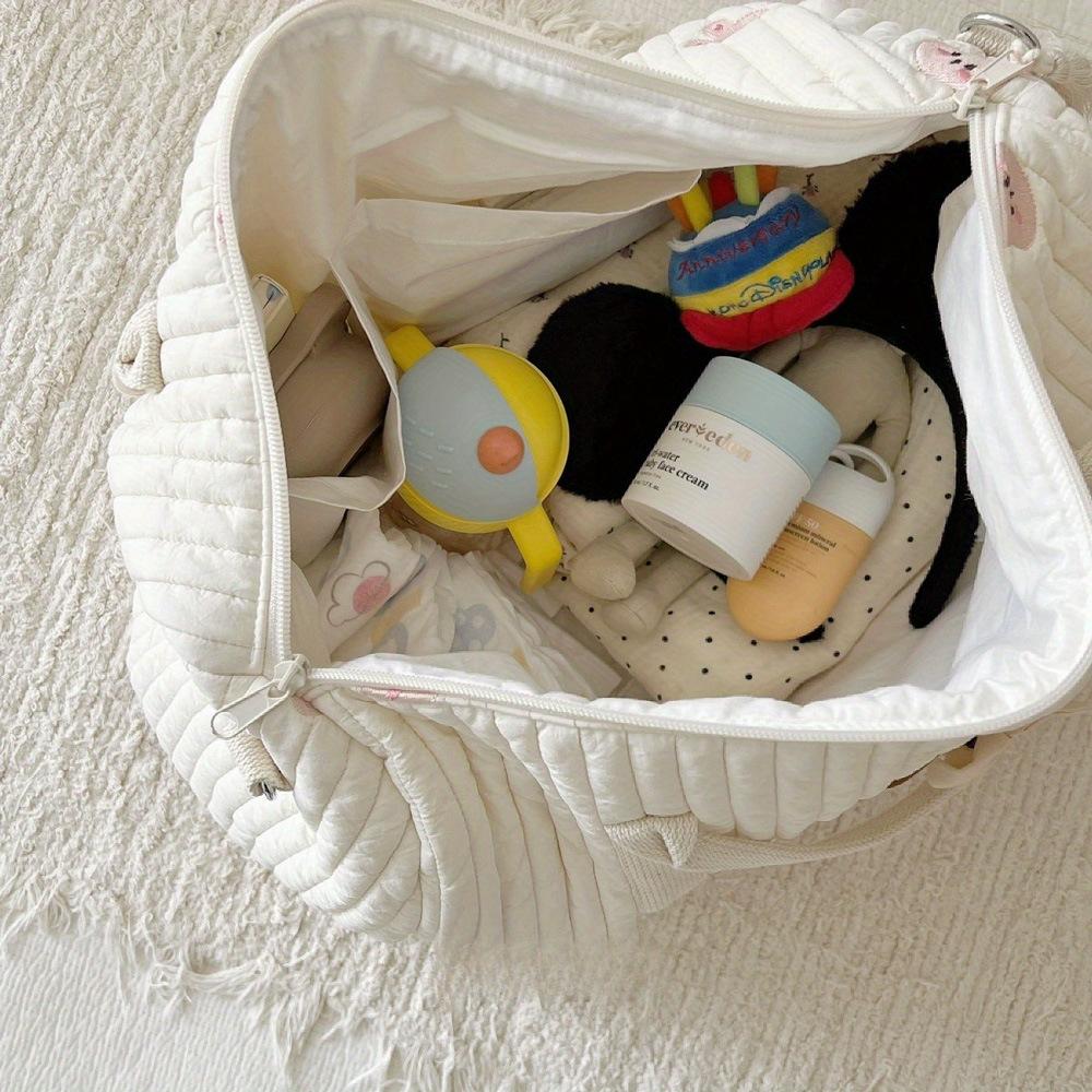 1pc Embroidered Mommy Bag Large-capacity Baby Diapers Storage Bag Portable Travel Luggage Bag with Handle Crossbody Bag Handbag